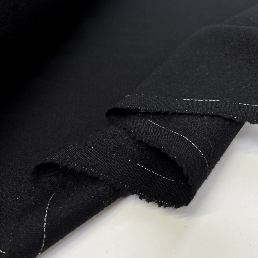Pure Wool Crepe Black Woven Dress Suiting Fabric Fold