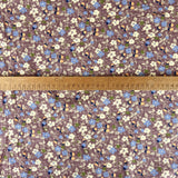Purple Floral Brushed Cotton Fabric  Autumnal Equinox Viola Ruler