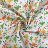 Put The Kettle On Disco Dino White Superior Quality Polycotton Fabric White Dinosaurs Swirl