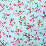 Put The Kettle On Orchid Pale Blue Floral Designed Poly Cotton Craft Fabric Whole Pattern Fabric Photo