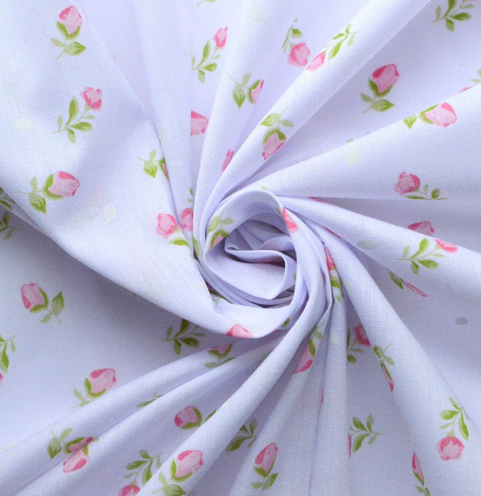 Put The Kettle On Poly Cotton Primrose Pink Fabric Cud