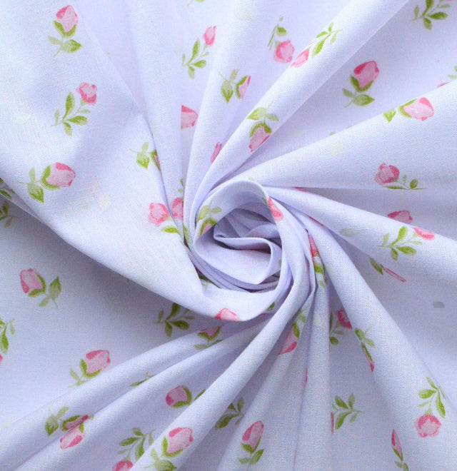 Put The Kettle On Poly Cotton Primrose Pink Fabric Cud