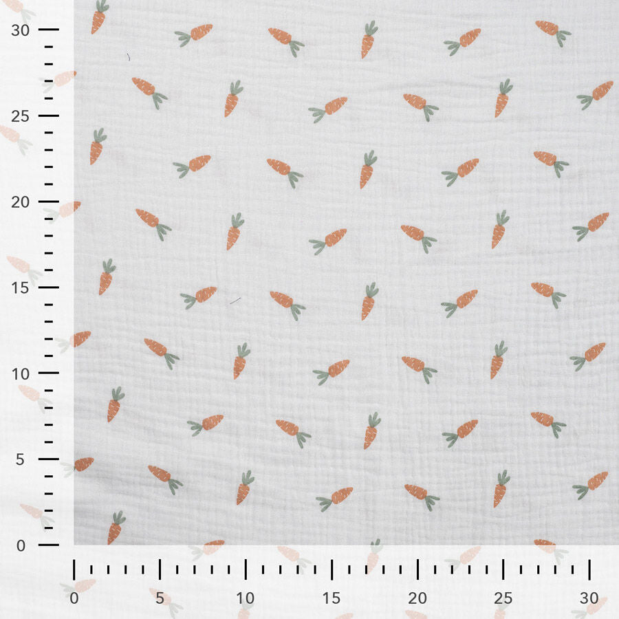 Qjutie 100% Cotton Bambino Print Dress Fabric Carrots K42030 510 Ruler