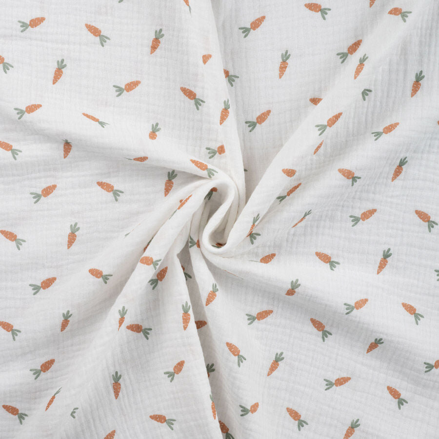 Qjutie 100% Cotton Bambino Print Dress Fabric Carrots K42030 510 Twist