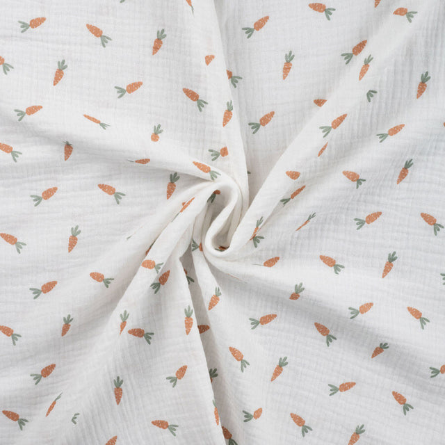 Qjutie 100% Cotton Bambino Print Dress Fabric Carrots K42030 510 Twist