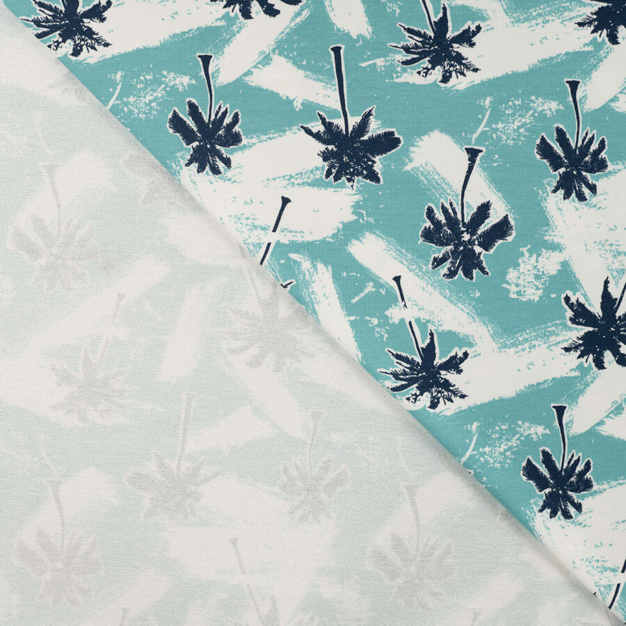 Qjutie Cotton Elastane Blue French Terry Fabric Palms K20092 960 Fold