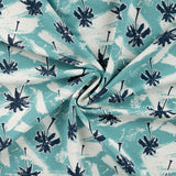 Qjutie Cotton Elastane Blue French Terry Fabric Palms K20092 960 Twist