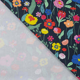 Qjutie Cotton Elastane French Terry Fabric Colourful Flowers K20094 001 Fold