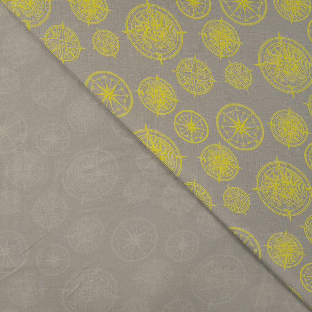 Qjutie Cotton Elastane Green Printed Jersey Fabric Compass K10353 270 Fold