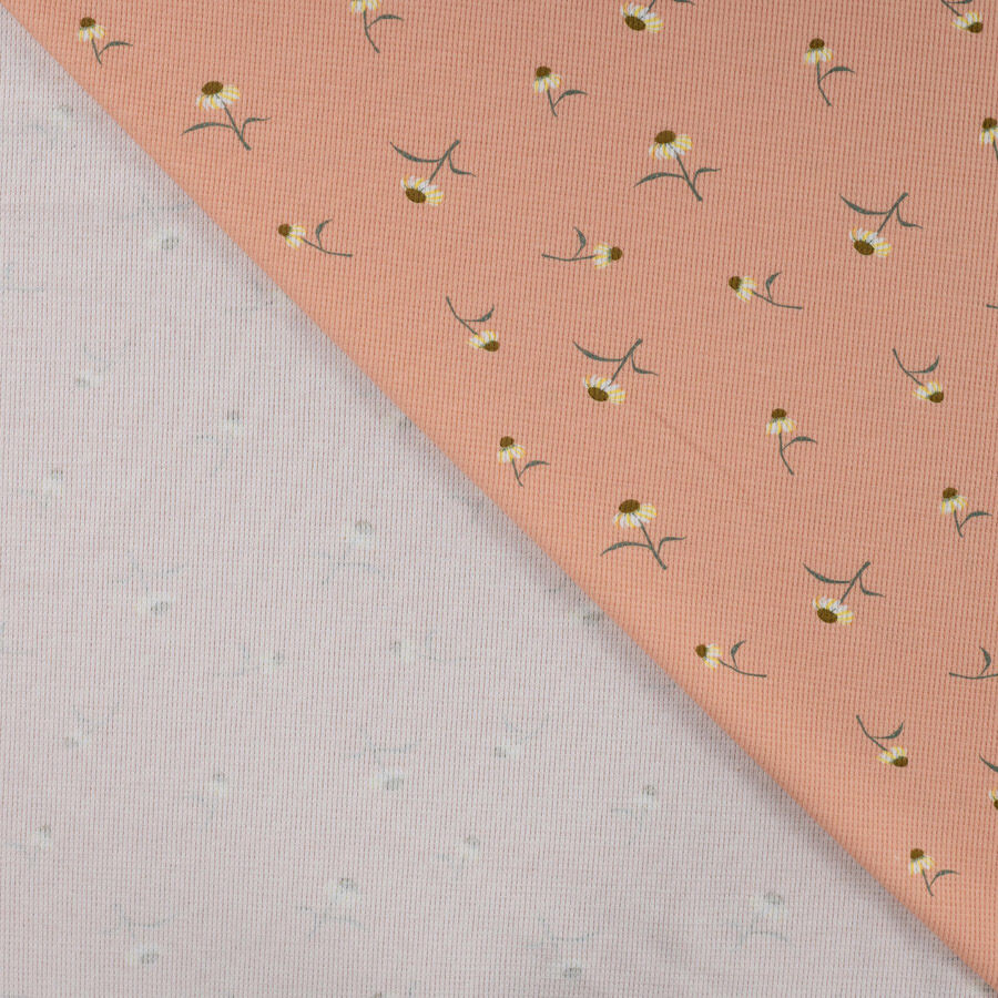 Qjutie Cotton Elastane Waffle Textured Jersey Fabric Daisy K47056 320 Fold
