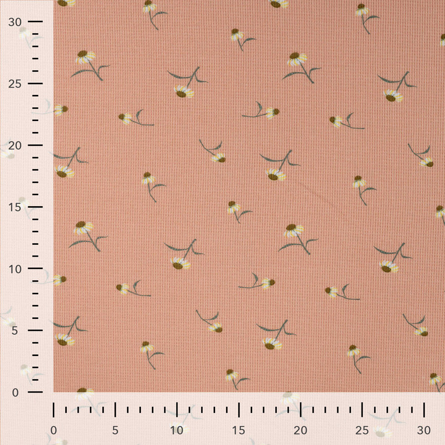 Qjutie Cotton Elastane Waffle Textured Jersey Fabric Daisy K47056 320 Ruler