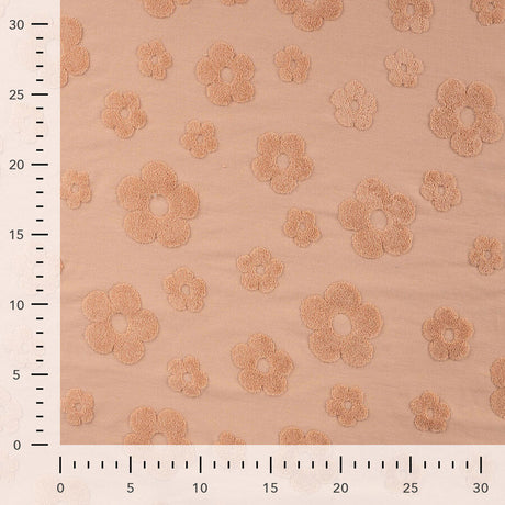 Qjutie Cotton Polyester Floral Jacquard Fabric Dusty Salmon K47053 320 Ruler