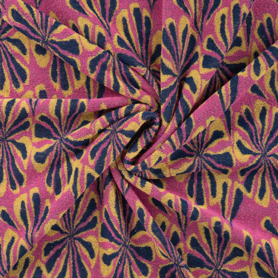 Qjutie Cotton Polyester Jacquard Towelling Fabric Flower Power K47059 170 Twist
