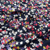 Quietly Bold Polyester Viscose Floral Navy Pink Stretch Knit Jersey Fabric