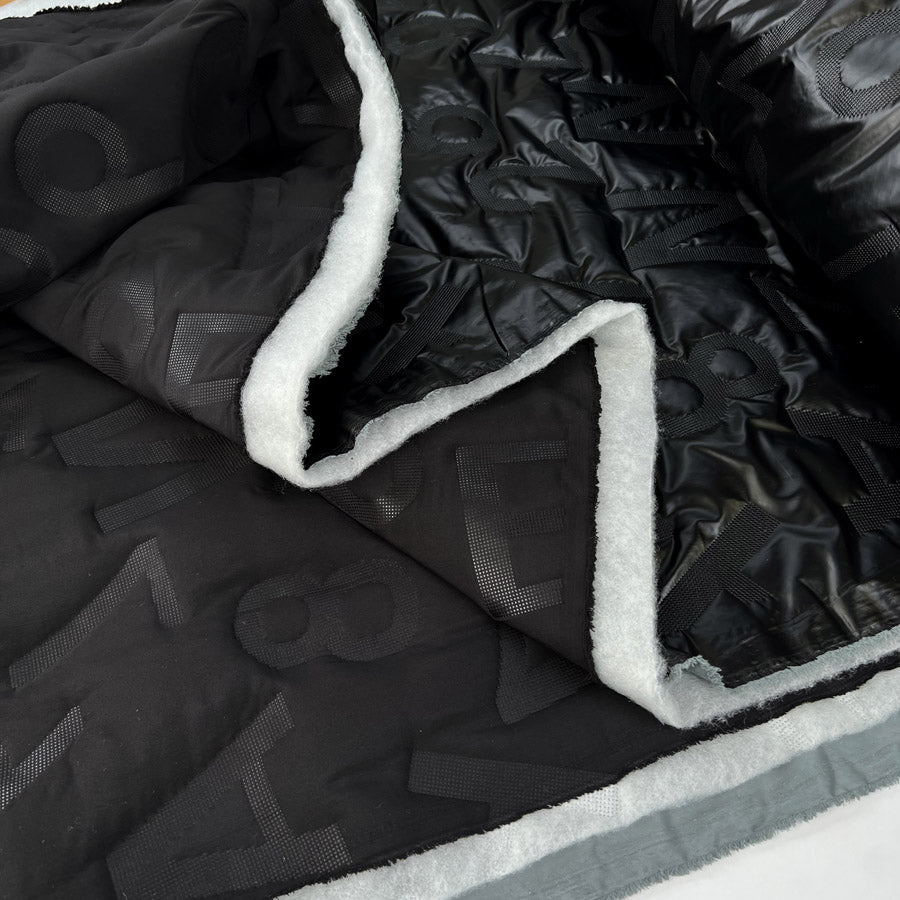 Quilted Alphabet Black Polyester Letter Number Wadded Coating Fabric Fold