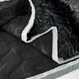 Quilted Alphabet Black Polyester Letter Number Wadded Coating Fabric Fold