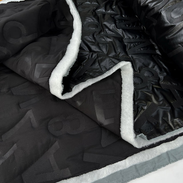 Quilted Alphabet Black Polyester Letter Number Wadded Coating Fabric Fold