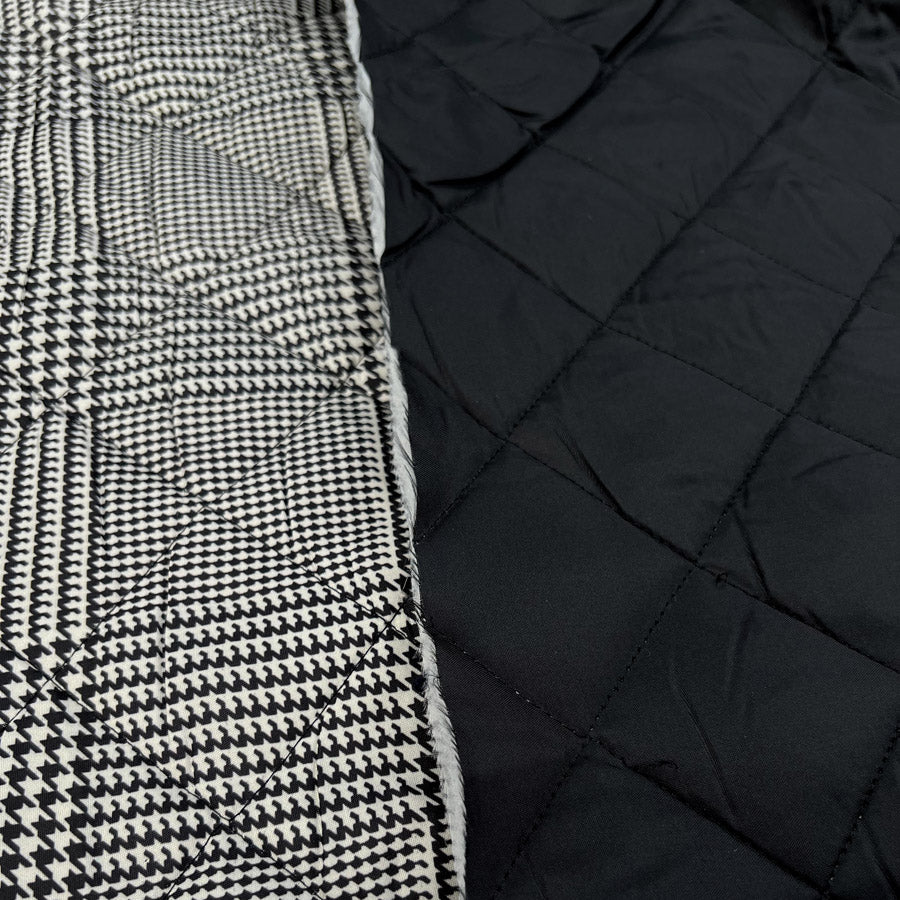 Quilted black ivory hound polyester wadding coat fabric cu