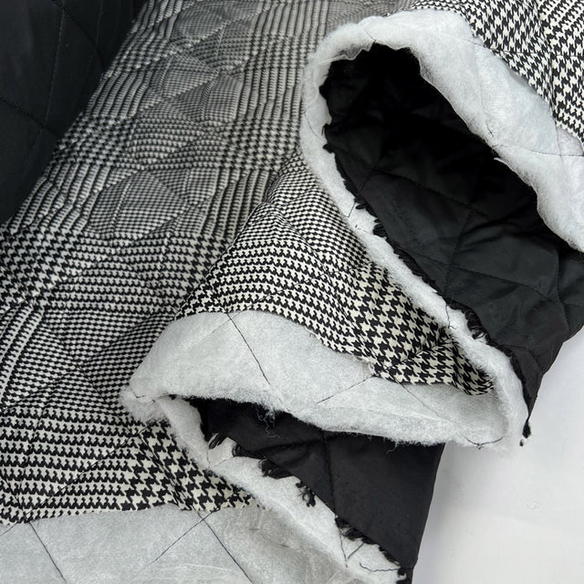 Quilted black ivory hound polyester wadding coat fabric fold