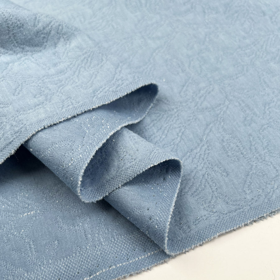 Quilted Jacquard Sky Cotton Polyester Floral Knitted Blue Jersey Fabric Fold