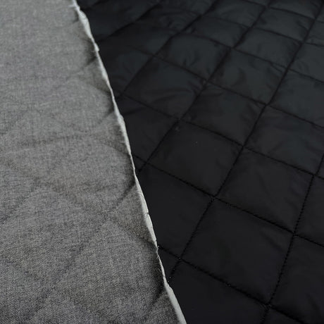 Quilted wool school grey black nylon british water resistant coating fabric cu