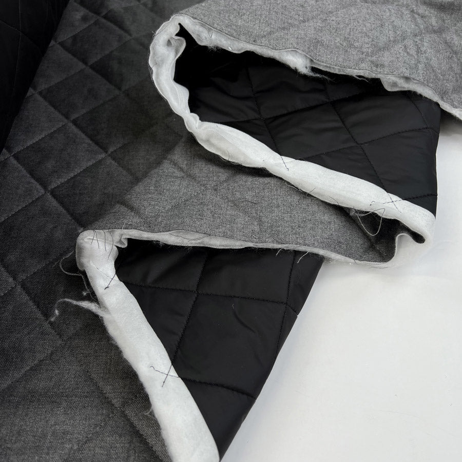 Quilted wool school grey black nylon british water resistant coating fabric fold