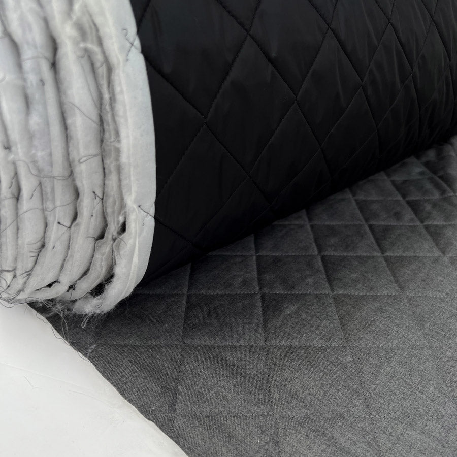 Quilted wool school grey black nylon british water resistant coating fabric roll