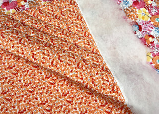 Quilting Floral Fiesta Cotton Wadding Pink Orange Coating Fabric Fold