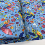 Rainbow Birds Craft Cotton Bird Blue Craft Fabric B