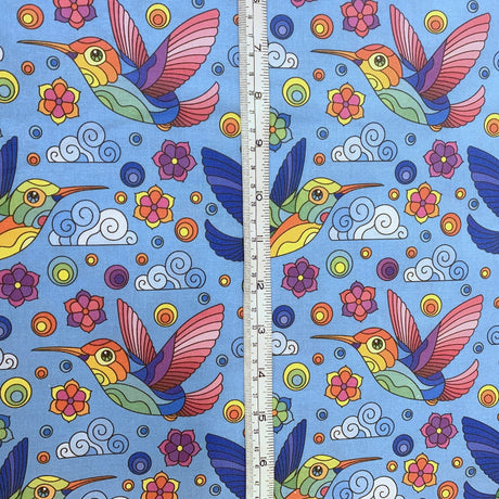 Rainbow Birds Craft Cotton Bird Blue Craft Fabric S
