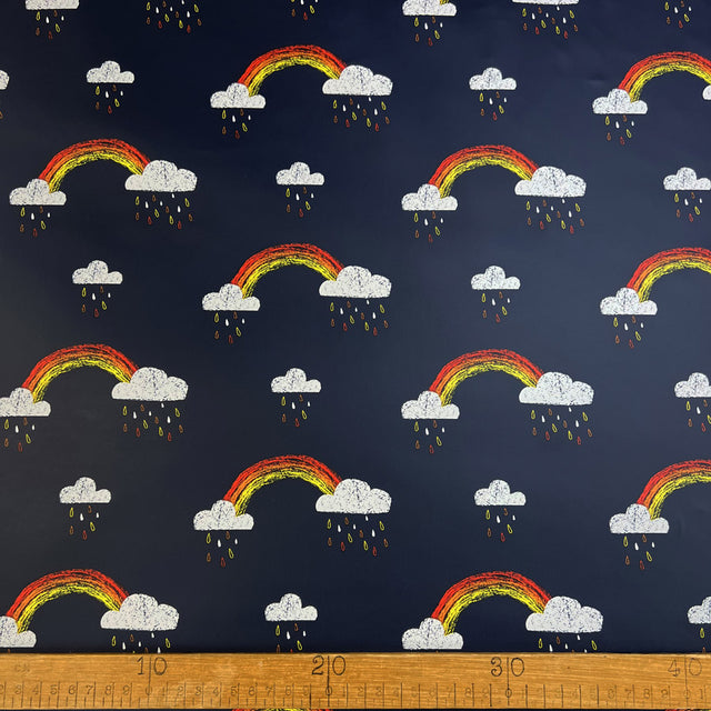 Rainbow Dreamcoat Navy Water Resistant Printed Childrens Fabric Ruler