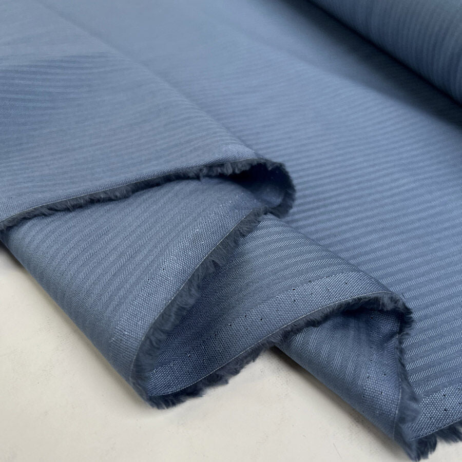 Ralphs Shirting Mid Blue Cotton Deadstock Designer Fabric Fold