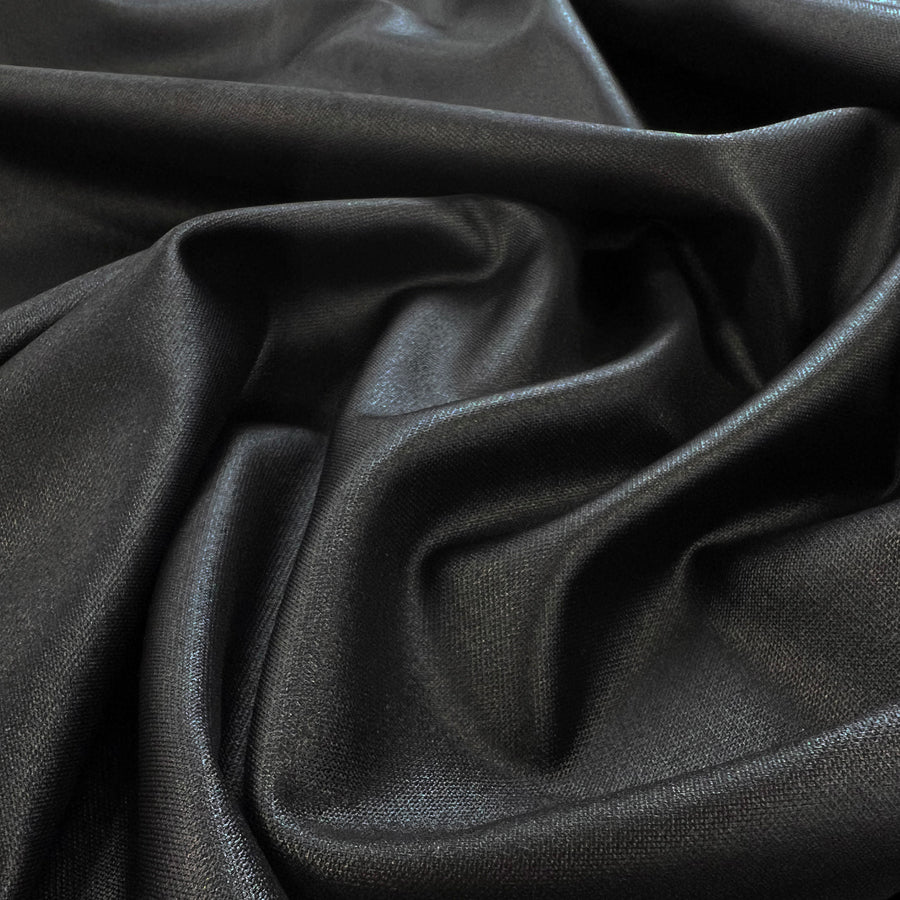 Raven Black Satin Polyester Nylon Dress Fabric