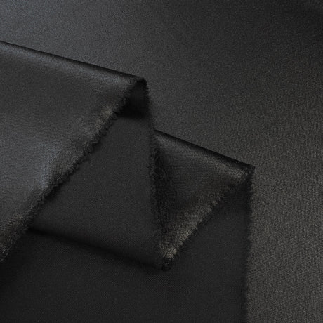 Raven Black Satin Polyester Nylon Dress Fabric Fold