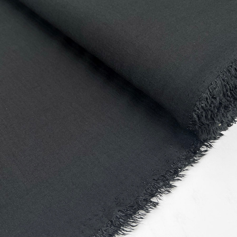 Raye Black Fine Polyester Linen Look Dress Fabric Bolt
