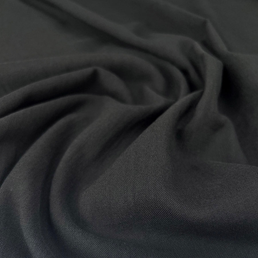 Raye Black Fine Polyester Linen Look Dress Fabric