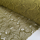 Recycled Lace Moss Green Polyester Floral Woven Dress Fabric Roll