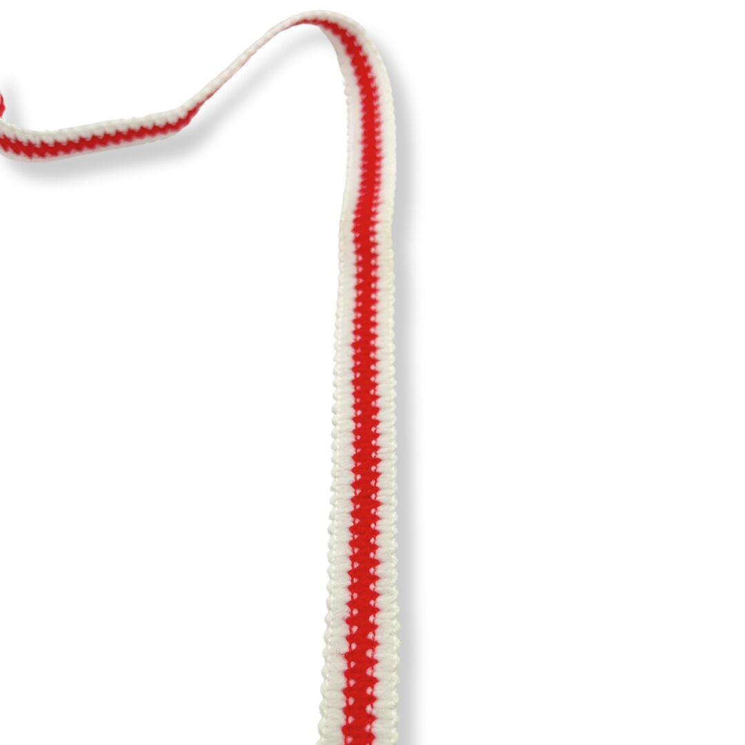 Red   White Stripe Polyester Nylon Woven Trim 15Mm