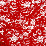 Red Floral Dressmaking Fabric Double Scallop Lace Scarlet