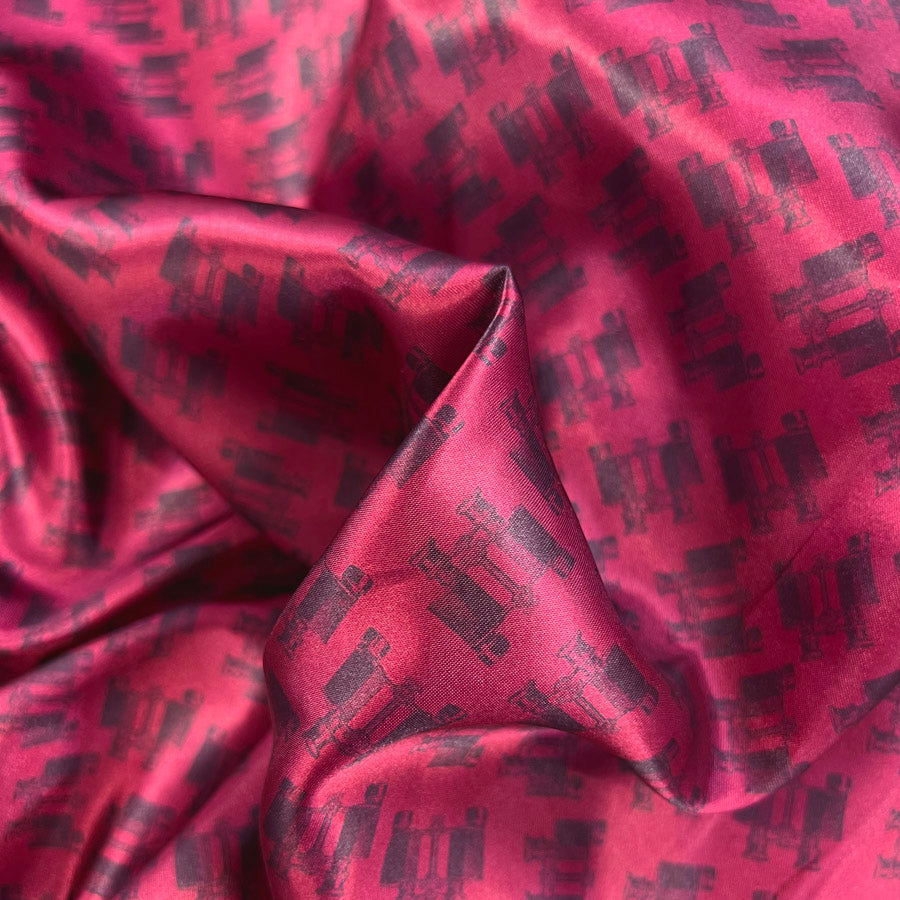 Red Pink Printed Satin Luxury Lining Fabric Binoculars