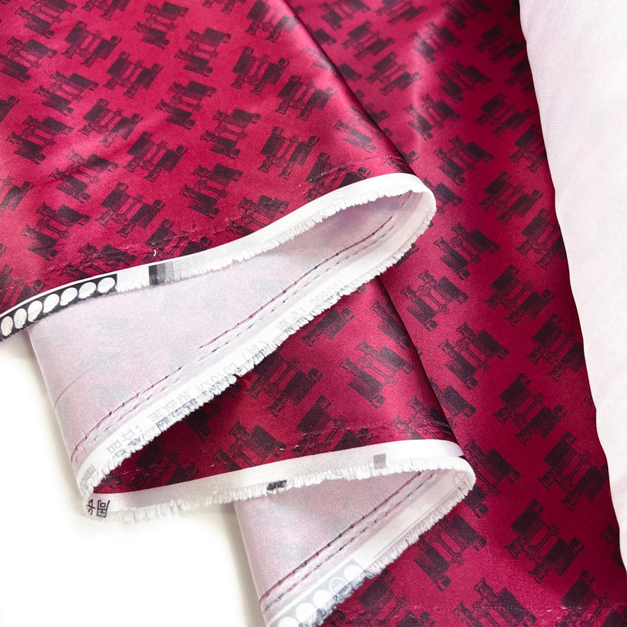 Red Pink Printed Satin Luxury Lining Fabric Binoculars Fold