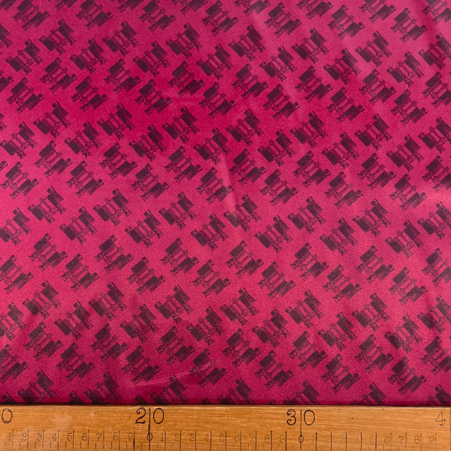 Red Pink Printed Satin Luxury Lining Fabric Binoculars Ruler