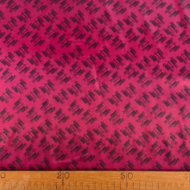 Red Pink Printed Satin Luxury Lining Fabric Binoculars Ruler