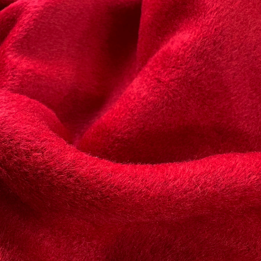 Red Wool Polyester Faux Fur Mohair Fabric Fozzy