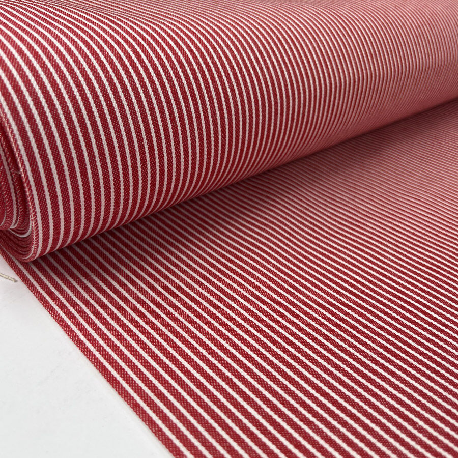 Redline Denim Cotton Red White Stripe Trouser Fabric Bolt