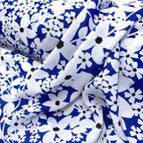 Refreshed Royal Blue Polyester Voile Floral Dress Fabric Drape Fabric Photo