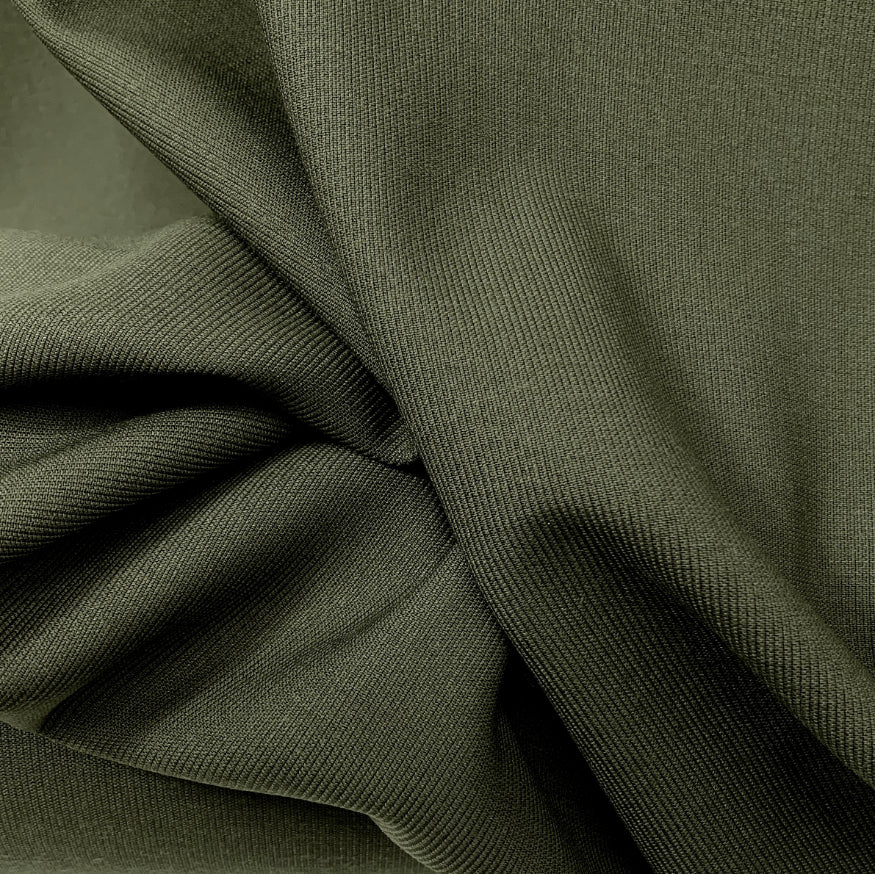 Reign Marvin Woollen Polyester Mix Khaki Ribbed British Suiting Fabric Close Up Fold Fabric Photo