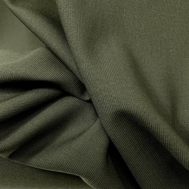 Reign Marvin Woollen Polyester Mix Khaki Ribbed British Suiting Fabric Close Up Fold Fabric Photo
