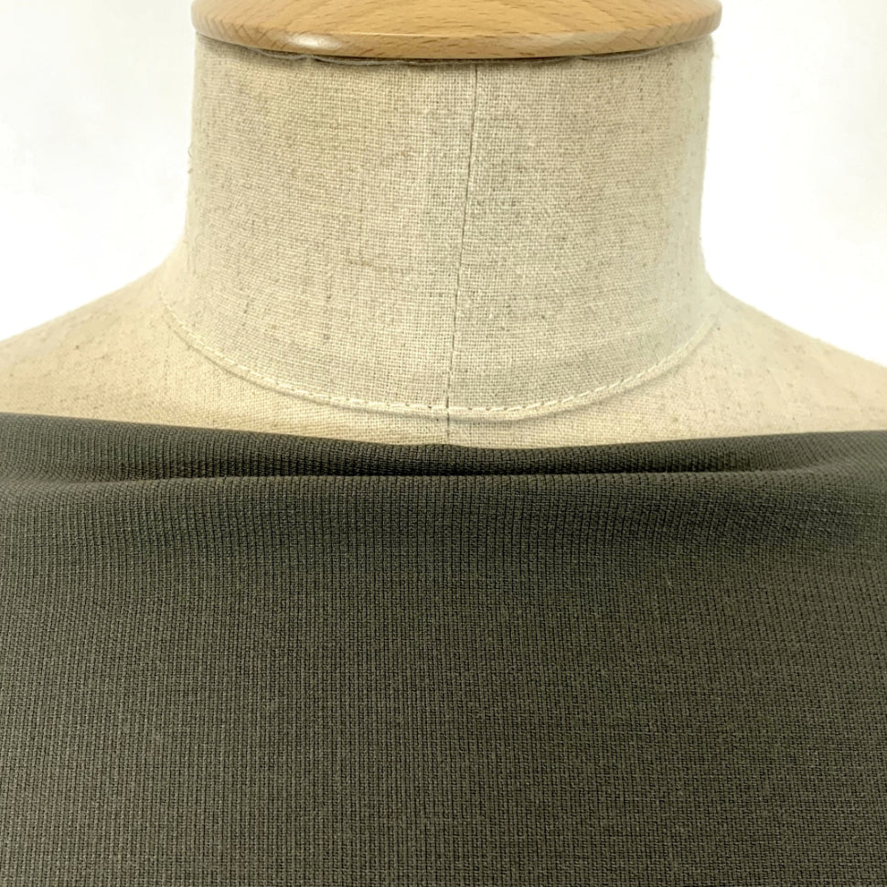 Reign Marvin Woollen Polyester Mix Khaki Ribbed British Suiting Fabric Close Up Manequin Fabric Photo