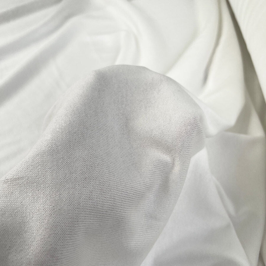 Rib Tickler Cotton White Ribbed Viscose Knit Jersey Fabric